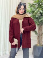 مانتو کتان پیله دار جیب پایین کد 6672 - تصویر 16