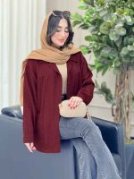 مانتو کتان پیله دار جیب پایین کد 6672 - تصویر 6