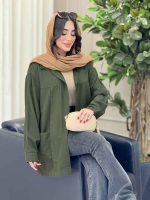 مانتو کتان پیله دار جیب پایین کد 6672 - تصویر 4