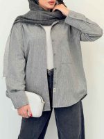 شومیز دکمه مخفی تک جیب کد 6679 - تصویر 7