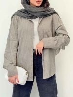 شومیز دکمه مخفی تک جیب کد 6679 - تصویر 10