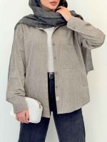 شومیز دکمه مخفی تک جیب کد 6679 - تصویر 5