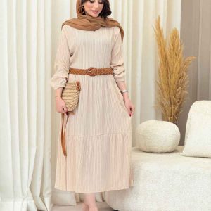پیراهن کراش بلند چین دار کد 6650