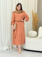 پیراهن کراش بلند چین دار کد 6650 - تصویر 4