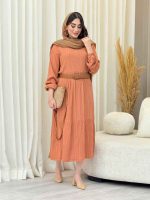 پیراهن کراش بلند چین دار کد 6650 - تصویر 11