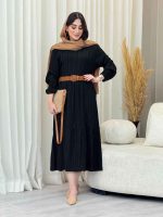پیراهن کراش بلند چین دار کد 6650 - تصویر 3