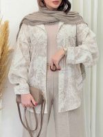 شومیز طرح دار تک جیب دوریس کد 6662 - تصویر 2