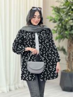 مانتو طرح بابونه آستین پیله کد 6657 - تصویر 16