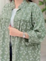 مانتو طرح بابونه آستین پیله کد 6657 - تصویر 5