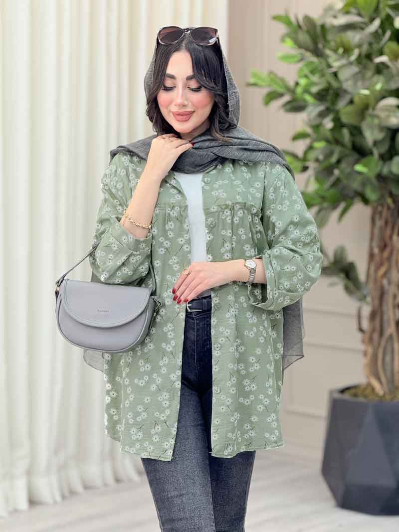 مانتو طرح بابونه آستین پیله کد 6657 مانتو طرح بابونه آستین پیله کد 6657