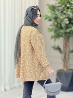 مانتو طرح بابونه آستین پیله کد 6657 - تصویر 4