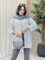 مانتو طرح بابونه آستین پیله کد 6657 - تصویر 7
