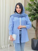 مانتو راه راه تک جیب پانیا کد 6703 - تصویر 3