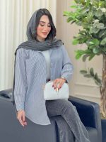 مانتو راه راه تک جیب پانیا کد 6703 - تصویر 7