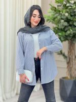 مانتو راه راه تک جیب پانیا کد 6703