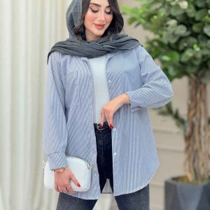 مانتو راه راه تک جیب پانیا کد 6703