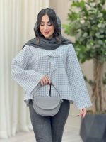مانتو چهارخونه جلو بند کد 4968 - تصویر 3