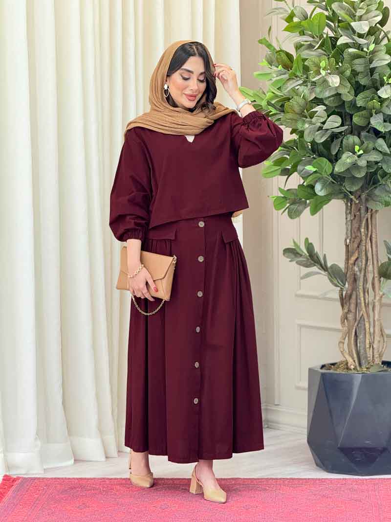 ست شومیز جلوبسته و دامن کد 6592 ست شومیز جلوبسته و دامن کد 6592