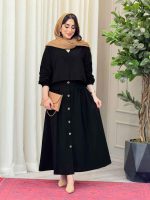 ست شومیز جلوبسته و دامن کد 6592 - تصویر 4
