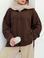 شومیز یقه دو دکمه تک جیب کد 6670 - تصویر 8