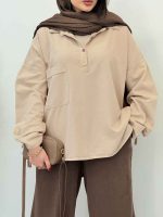 شومیز یقه دو دکمه تک جیب کد 6670 - تصویر 11