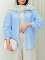 مانتو راه راه پشت پیله فرنیا کد 6708 - تصویر 4