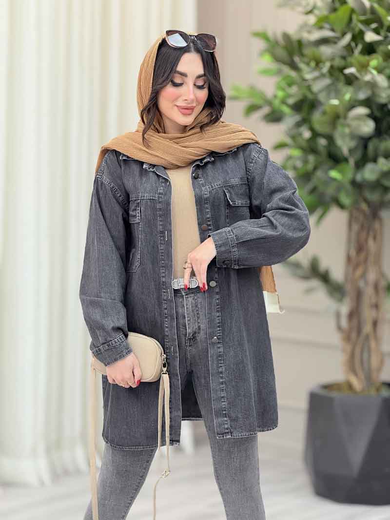 مانتو جین دو جیب پاکتی آنیسا کد 6712 مانتو جین دو جیب پاکتی آنیسا کد 6712