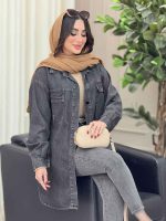 مانتو جین دو جیب پاکتی آنیسا کد 6712 - تصویر 2