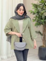 مانتو آستین پاکتی جیب نما ترگل کد 6690 - تصویر 7