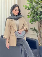 مانتو آستین پاکتی جیب نما ترگل کد 6690 - تصویر 6