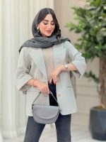 مانتو آستین پاکتی جیب نما ترگل کد 6690 - تصویر 13