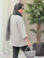 مانتو آستین پاکتی جیب نما ترگل کد 6690 - تصویر 10