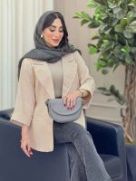 مانتو آستین پاکتی جیب نما ترگل کد 6690 - تصویر 17