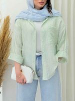 شومیز تک جیب درنا کد 6664 - تصویر 3