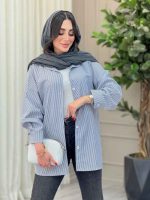 مانتو راه راه تک جیب مهلا کد 6365 - تصویر 17