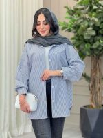 مانتو راه راه تک جیب مهلا کد 6365