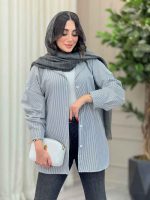 مانتو راه راه تک جیب مهلا کد 6365 - تصویر 19