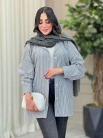 مانتو راه راه تک جیب مهلا کد 6365 - تصویر 21