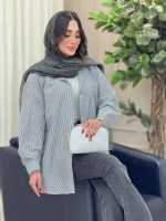 مانتو راه راه تک جیب مهلا کد 6365 - تصویر 13