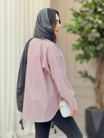 مانتو راه راه تک جیب مهلا کد 6365 - تصویر 16