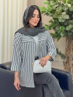 مانتو راه راه برش دار صبا کد 6669 - تصویر 15
