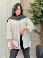 مانتو راه راه برش دار صبا کد 6669 - تصویر 8