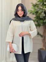 مانتو راه راه برش دار صبا کد 6669 - تصویر 3