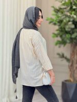 مانتو راه راه برش دار صبا کد 6669 - تصویر 13