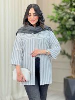 مانتو راه راه برش دار صبا کد 6669 - تصویر 2