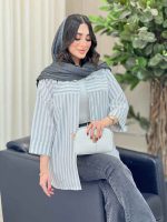 مانتو راه راه برش دار صبا کد 6669 - تصویر 4