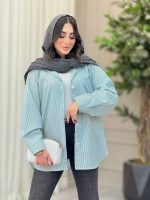 مانتو راه راه تک جیب مهلا کد 6365 - تصویر 8
