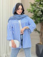 مانتو راه راه برش دار صبا کد 6669