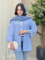 مانتو راه راه برش دار صبا کد 6669 - تصویر 12