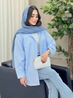 مانتو راه راه تک جیب مهلا کد 6365 - تصویر 20